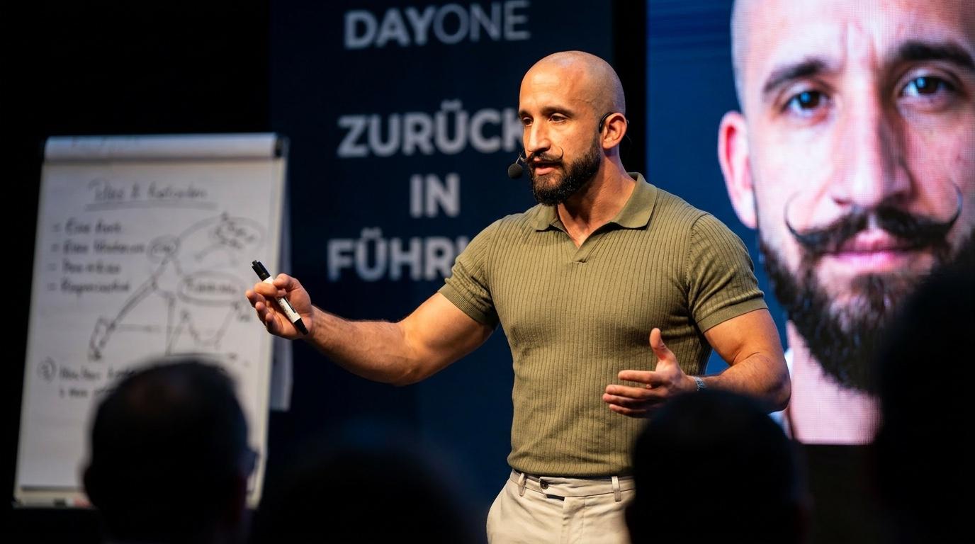 Leroy Döhring auf der Bühne beim Live-Seminar Zurück in Führung